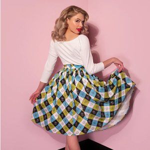 GHOSTBUSTERS™ Icons Argyle Plaid Vacation Swing Skirt - Medium